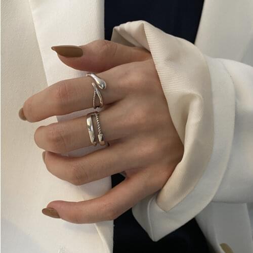 925 Sterling Silver Double Layer Crossing Rings for Women Men Geometric Twisted Rope Rings Party Jewelry