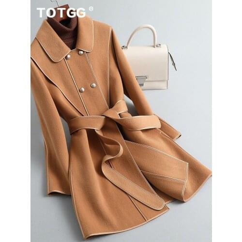 Double sided cashmere coat womens medium and long Korean belt is thin. 2021 new slim fit high-end wool coat in autumn and