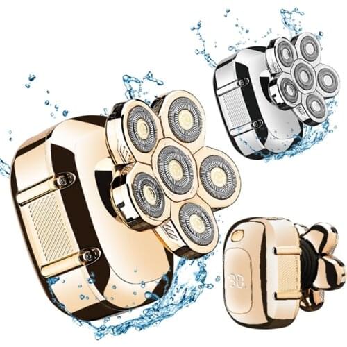 Head Shaver 6 Blades w/ Digital Display USB Rechargeable Electric Head Razor Wet/Dry Use Washable for Men Home Travel