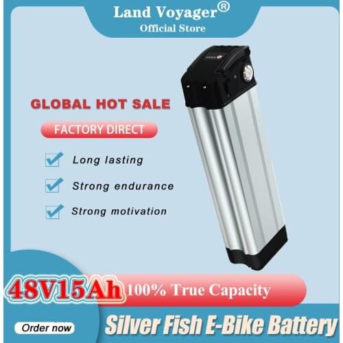 Land Voyager 48V 15Ah Bottom Discharge electric bike bicycle 48V 18650 lithium battery silver fish ebike battery with 20A BMS