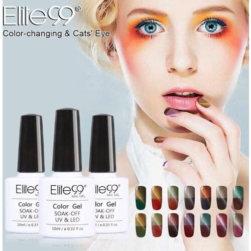 Elite99 1Pcs Temperature Color Changing Cat Eye Gel Polish Varnish Manicure Soak Off 3D Effect Mood Gel Lacquer Polish