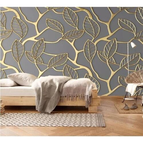 Custom Photo Wallpaper For Walls 3D Stereoscopic Golden Tree Leaves Living Room TV Background Wall Mural Creative Wall Paper 3D