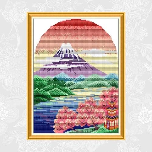 Fuji Mountain Chinese Cross Stitch Kits 14CT Counted Fabric 11CT Printed Canvas DIY Handmade Embroidery Sets Needlework Crafts