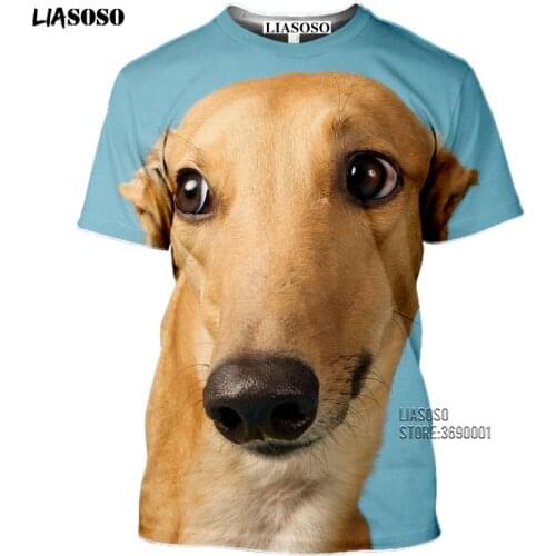 LIASOSO Dog Greyhound Animal Tshirt 3D Print Woman Mens T-shirt Casual Harajuku Hip Hop Streetwear Oversized Tee Tops Clothing