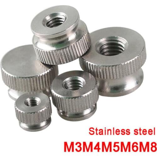 10Pcs M3 M4 M5 M6 M8 Stainless Steel Knurled Thumb Nuts Through Hole/Blind Hole Hand Grip Knobs Step Nut
