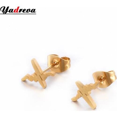 Hot Sale ECG Gold Stainless Steel Earrings Ladies Fashion Jewelry
