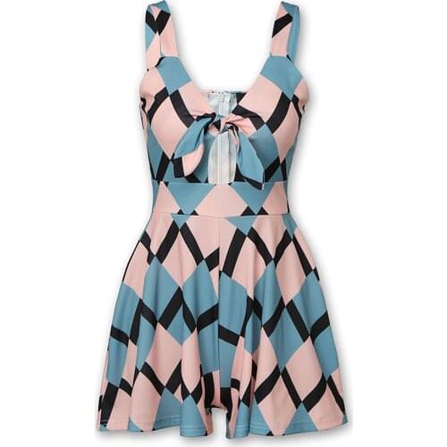 Summer Swimwears One-piece Swimsuit Holiday Leisure Sportswear Womens Casual Jumpsuit Color Block Fashion Swimsuit