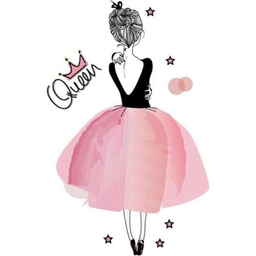 Prajna Cute Applique Girl Back View Transfer Iron On Vinyl PVC Transfer For Clothing Handmade Decor Washable Hot Sale 2018 New