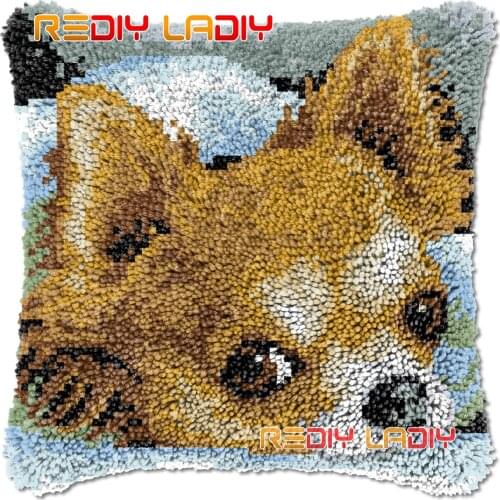 Latch Hook Cushion Sleeping Dog DIY Needlepoint Kits Chunky Acrylic Yarn Arts Crocheting Lofty Pillow Case Hobby & Crafts
