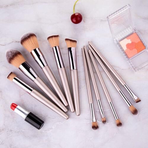 10 champagne gold makeup brush set pointed handle single powder brush eye shadow brush foundation makeup brush