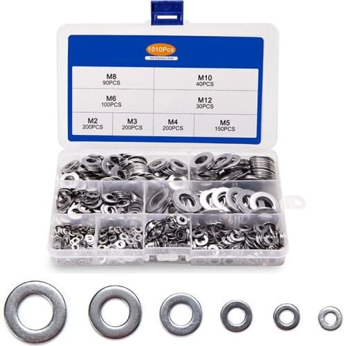 330/1010p Washer Set M2 M3 M4 M5 M6 M8 M10 M12 Stainless Steel Washer Flat Washers Ring Plain Washer Gaskets Assortment Kit GB97