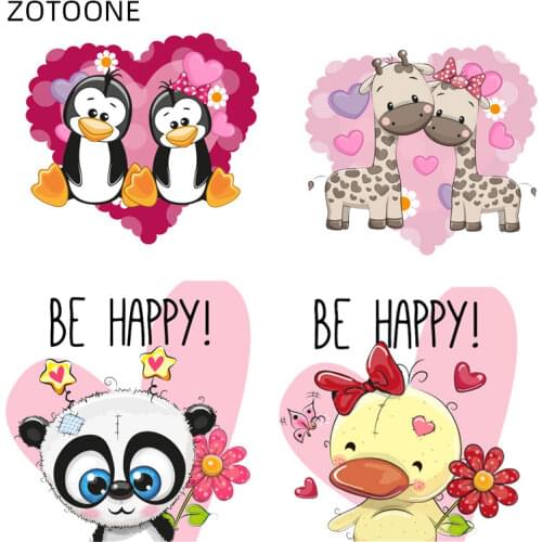 Cute Animal Patch Iron on Duck Heart Flower Stickers for Clothes Heat Transfer Washable Diy Accessories Cartoon Badges Patches D