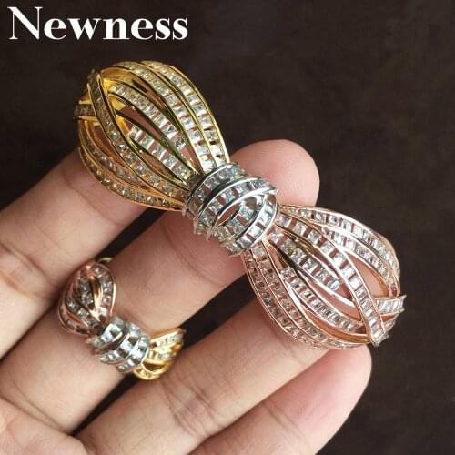 Newness Fashion Brand Luxury Round Bangle Bracelet and Rings Set for Dubai Women Wedding Accessories