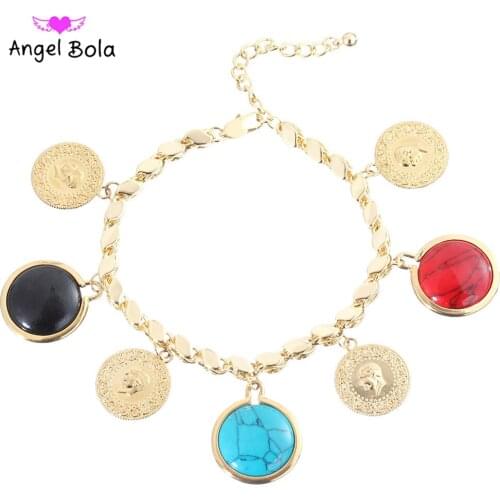 New Fashion New Islamic Muslim Coin Colorful Rhinestone Female Gold Jewelry Wedding Banquet Event Holiday Gift