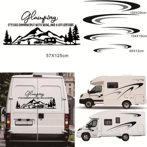 New style For Camper Van Horsebox RV Sticker Caravan Decal Graphic Side streamers & back forest
