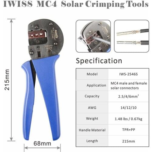 IWS-2546S 2.5/4/6mm²(14-10AWG) crimping plier Hand crimpier tool Solar Photoroltaic Connector crimper with Locator