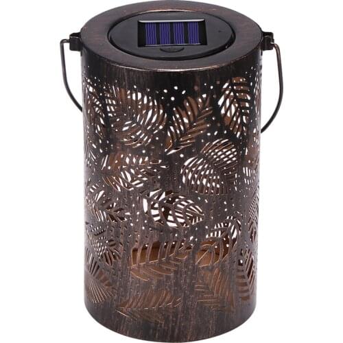 Hanging Solar Lights Outdoor Retro Leaf-shadow Handle Solar Lantern Solar Lantern Outdoor Decorative Hanging Garden Lanternlight