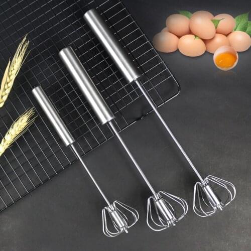 Creative stainless steel semi-automatic whisk, hand-pressure rotary whisk, household kitchen manual egg mixer, a must for cake