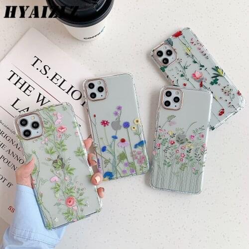 Clear Phone Case for iPhone SE 2020 12 Mini 11 Pro Max Fashion IMD Flower Case XR X XS 7 8 Plus Coque Slim Shockproof Back Cover