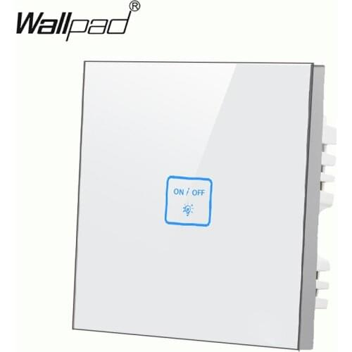 Luxury 1 gang 1 way White Glass touch light wall switch Customize words LED touch switch,Power Light Switch Free Shipping