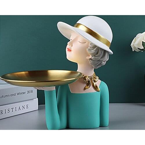 Nordic Light Luxury Girl Tray Resin Characters Modern Creative Crafts Home Living Room Soft Decoration Desktop Decoration
