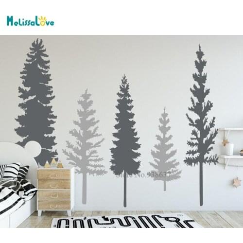 Pine Tree Woodland Nursery Wall Sticker Decal Forest Winter Home Decor Removable Vinyl Baby Room Murals BD144
