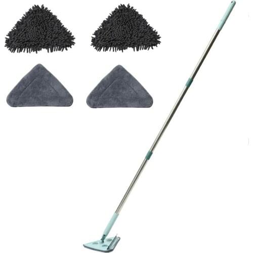 Triangular Clean Mop Rotating Adjustable With Telescoping Handle Multifunctional With Refills Replacement Cloth For Car Floor