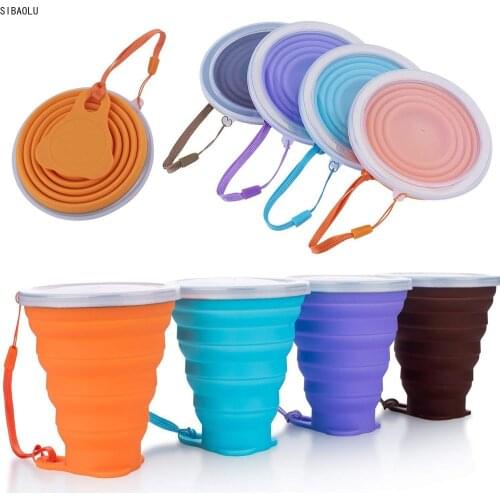 Folding Cups 270ml BPA FREE Food Grade Water Cup Travel Silicone Retractable Coloured Portable Outdoor Coffee Handcup