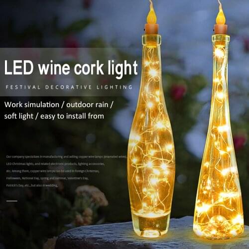 1M/2M Solar Power LED String Lights DIY Fairy Wine Bottle Cork Light 10/20 LEDs Garland Hanging Lights for Christmas Halloween
