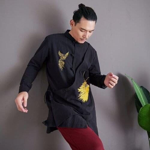 Oriental Clothes Men Chinese Top Kimono Kung Fu Hanfu Blouse Cotton Vintage Traditional Chinese Clothing Male Cheongsam KK3225