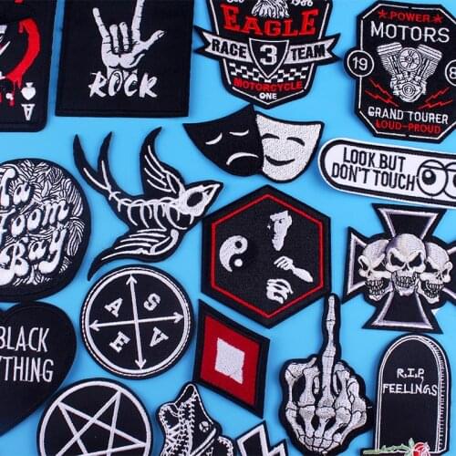 Emnroidered Patches On Clothes Hippie Punk Iron On Patches For Clothing Applique Stripes On Jackets Jeans Embroidery Patch