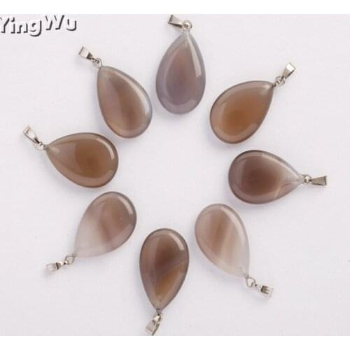 Yingwu Wholesale 30pcs Lot natural stone pendant heart-shaped natural gray stone for necklace quality jewelry accessoies