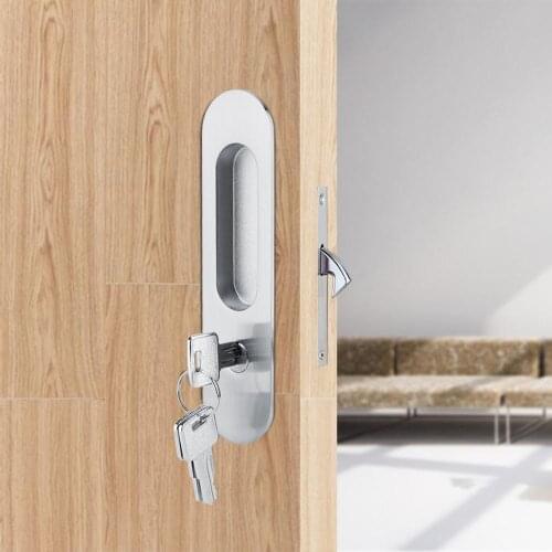 Sliding Door Lock Hidde Handle Interior Door Pull Lock Modern Anti-theft Room Wood Door Lock Cerradura for Barn Wood Furniture