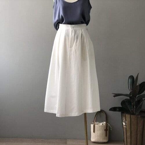 2020 A-Line Summer White Back Stretch Boho Elegant Cotton Long Skirt Faldas Jupe Femme Saia Women Skirts