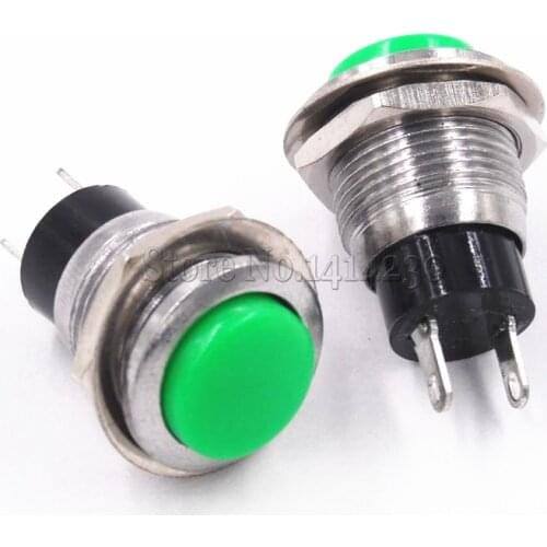 10PCS Green Reset Switch DS-318 12mm Mini Round Push Button Switch Without Lock For Horn Doorbell 3A 125VAC