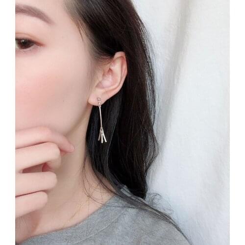 12 Pairs/Lot Asymmetry Long Drop Dangle Earrings For Women Statement Tassel Earring Silver Color Eardrop Fashion Jewelry Gift