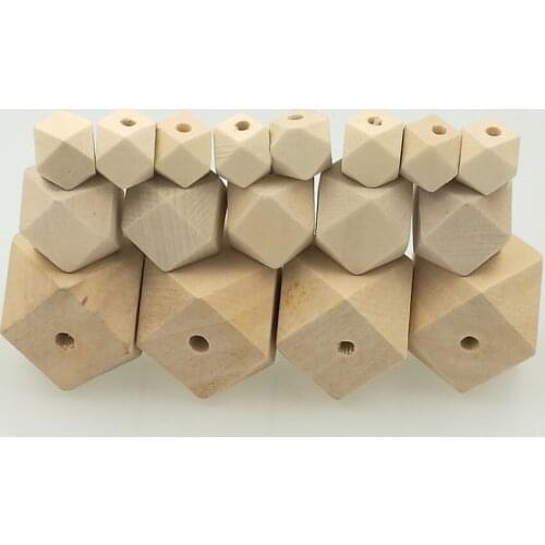 20mm Faceted Geometric Wooden Beads DIY Wood Crafts nursing jewelry accessory eco-friendly maple wood bead WC046