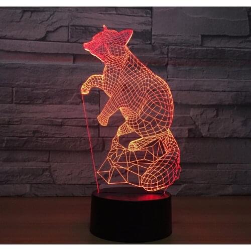 Fox 3d Light Night Lamp Creative Touch Remote Control Colorful Led Lamp Usb Battery Dual-purpose 3d Light Fixtures