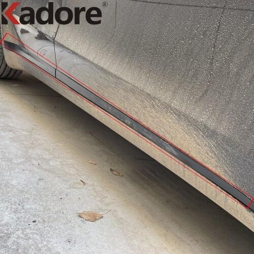 Side Door Body Trim For Tesla Model Y 2020 2021 2022 Carbon Fiber Door Decoration Moulding Strip Car Styling Accessories 4pcs