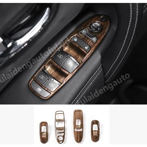 4pcs For Nissan Armada Patrol Y62 2017-2020 ABS Wood Grain Inner Car Window Switch Panel Cover trim Car Accessories