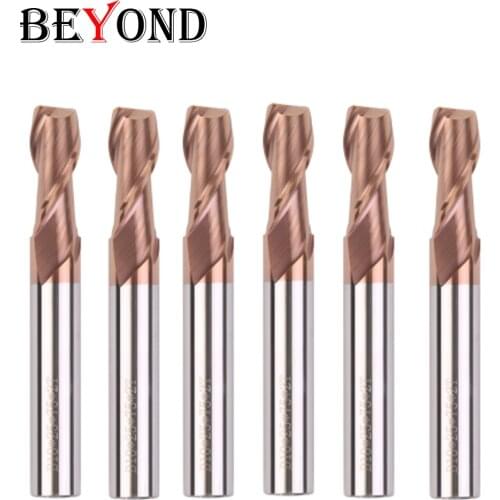 BEYOND EndMill HRC60 2Flute Milling Cutter Carbide Router Bit 1mm 6mm 8mm 10mm woodwork Tools Alloy CNC 2 Edge End mills 50mm L