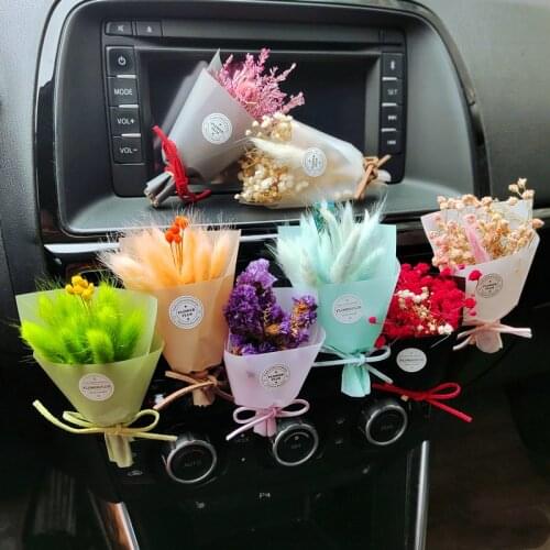 Creativity Dried Flowers Bouquet Car Perfume Air Vent Clip Mini Bouquet Eternal Flower Car Accessories Interior Woman Ornament
