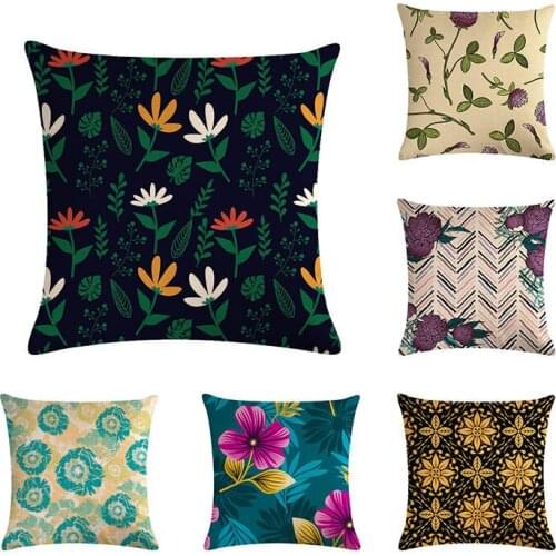 Flower Cushion Cover Floral Birds Geometric Throw Pillow Cover Cotton Linen Decorative Cushion Cover for Sofa ZY675