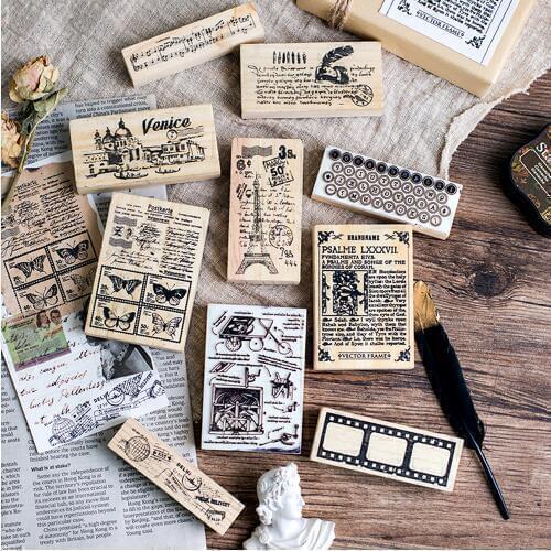 1pc Retro Artist Series Creative Stamp Wooden Rubber Stamp/seal for DIY Art Scrapbooking Photo Album Collage Decoration