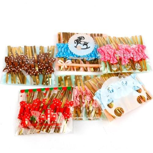 20pcs 4 colors Bowknot Stripe Pattern Sealing Wire Bakery Packing Sealing Bread Cake Decoration Wire Twist Tie