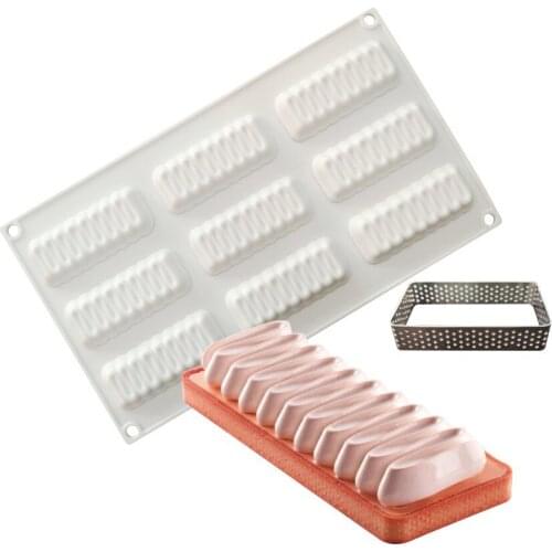 Filbake Baking Molds 9 Holes Wave Shape Tart Cake Decorating Tools Dessert Silicone Pastry Mold For Mould Mousse Chocolate Pan