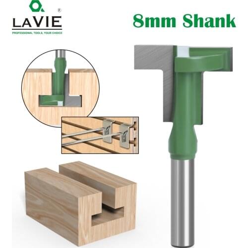 LAVIE 8mm Shank T-Slot Router Bit Milling Straight Edge Slotting Milling Cutter Cutting Handle for Wood Woodwork MC02090