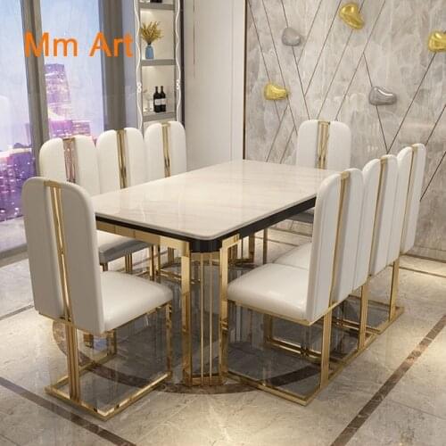Italian Minimalist Modern Simple Rectangular Dining Table Nordic Marble Dining Table Chair Combination
