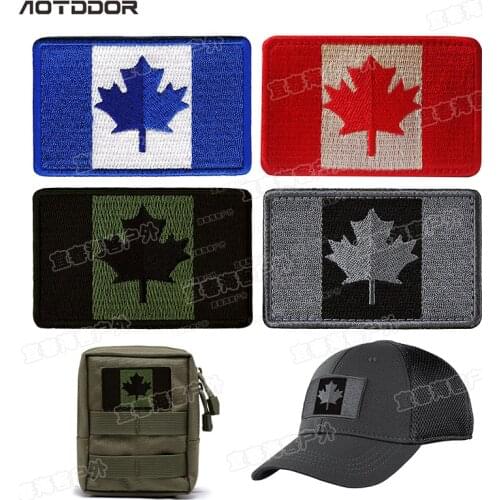Canada National Flag Patches Embroideried Military Uniform Tactical Maple Leaf Flag Embroidery Badges Stripes Stickers