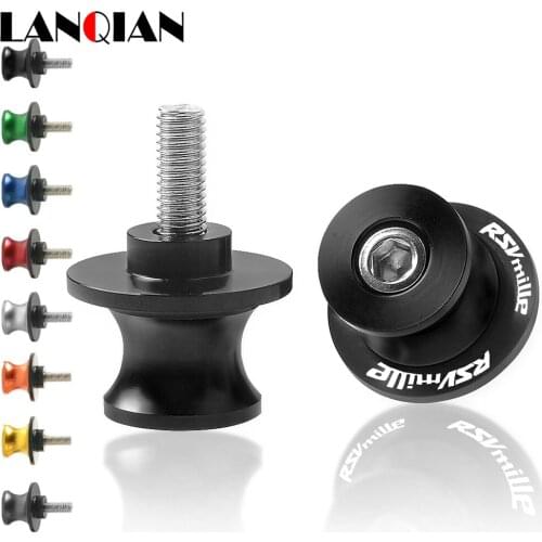 Motorcycle CNC Spools Stand Arm Drop Screw Slider 6MM Swingarm Sliders For Aprilia RSV MILLE S R 1999 2000 2001 2002 - 2008